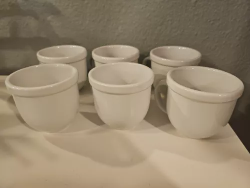 Vintage Pottery Barn Coffee Mug Cup White Ceramic Set Of 6