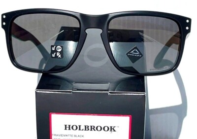 NEW Oakley HOLBROOK Matte Black POLARIZED PRIZM Grey lens Sunglass