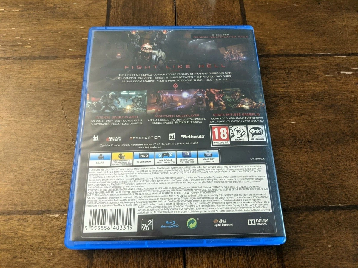 Doom - PlayStation 4 - Complete With Demon Multiplayer Pack Game.