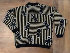 Vintage 80s Kate Collins Black Gold Metallic Pullover Sweater Womens Large