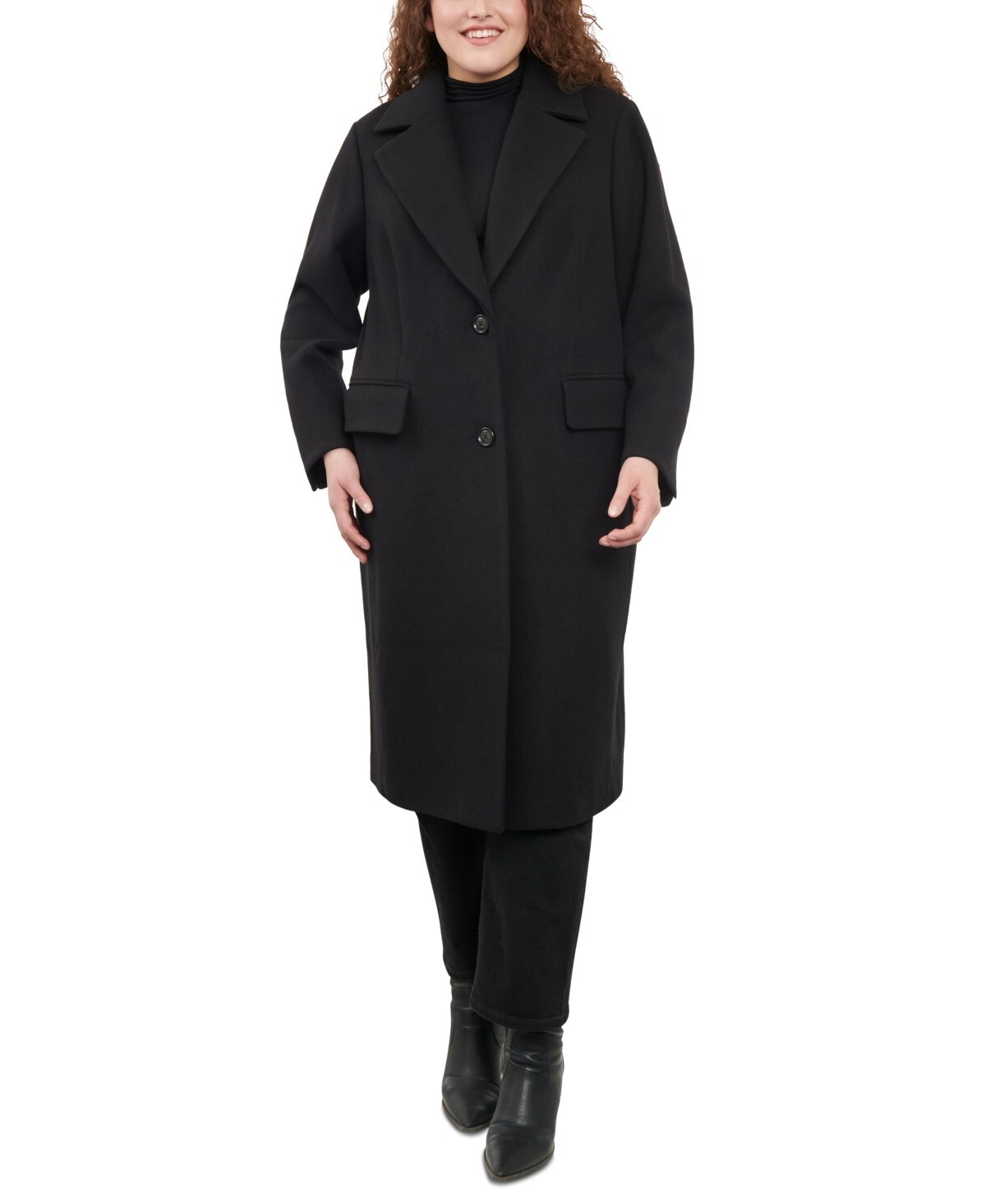 Michael Kors Plus Size 2X Single Breasted Coat In Black $450