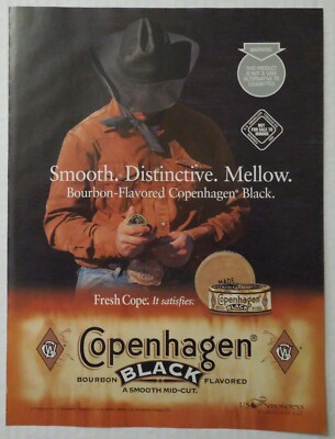 2002 COPENHAGEN BLACK Bourbon Flavored Tobacco Magazine Ad- Cowboy