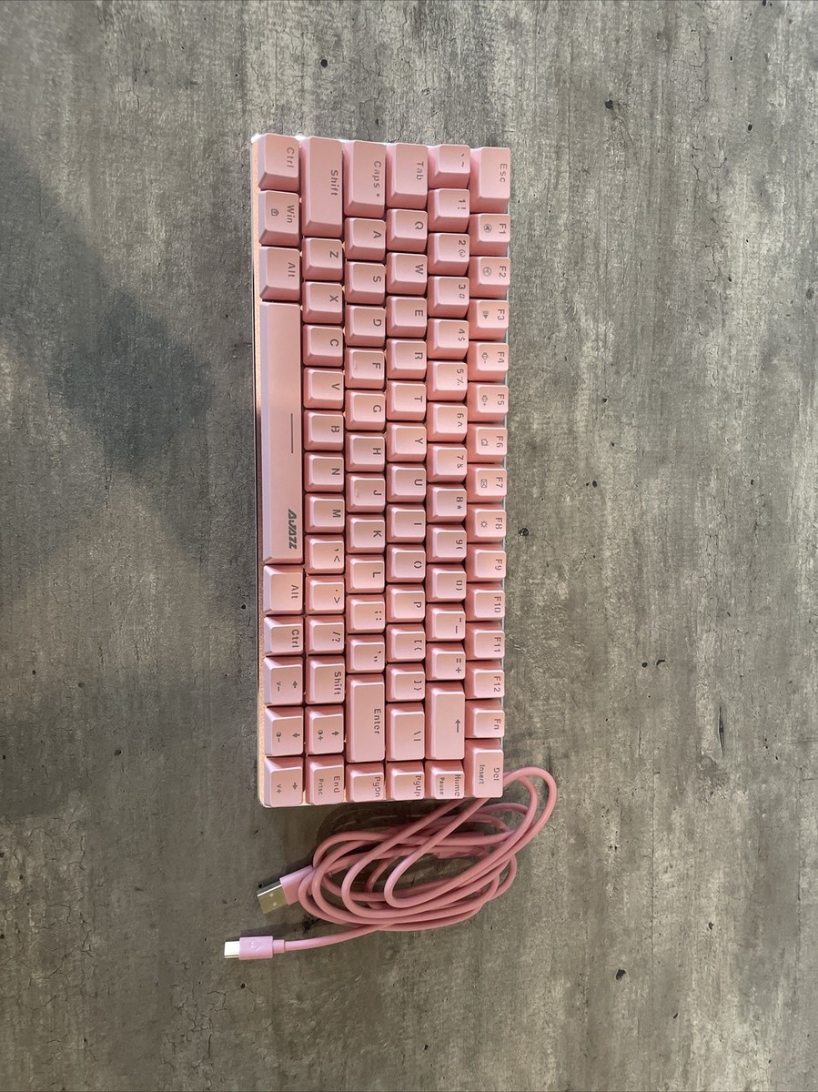 AJAZZ AK33 Cute Pink Mechanical Keyboard Blue Switches White LED