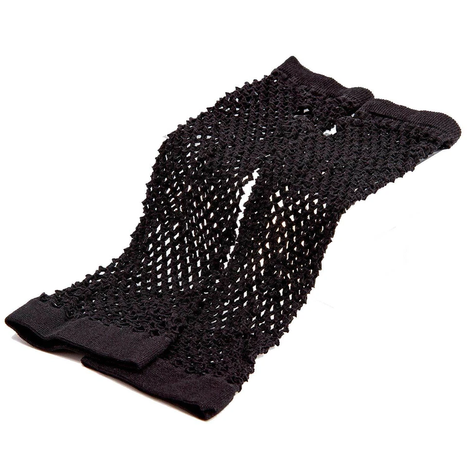 Goth Black LONG FISHNET MESH ARM WARMER SLEEVE Fingerless Cosplay Costume Gloves - Image 3 of 4