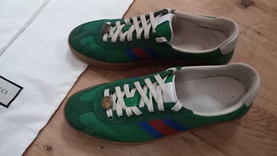 Womans Authentic Gucci Sneakers Size 39.5 Screener Green and Blue
