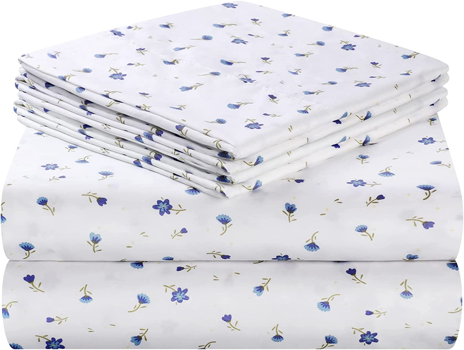 6 Piece Printed Queen Size Bed Sheets, Extra Soft Brushed Microfiber 1800 Beddin
