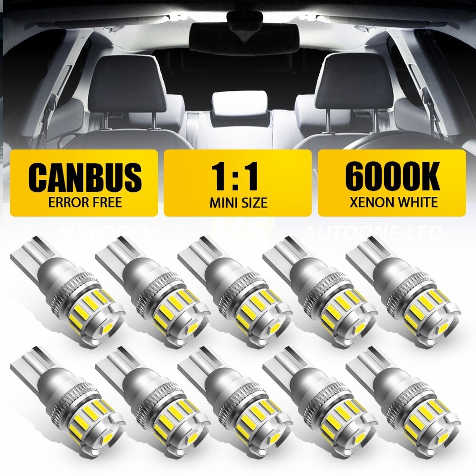 10PCS Super T10/194/W5W White 2835 License LED Plate Interior Bulb Light 6000K E - Foto 9