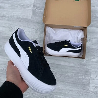 PUMA Suede Mayu Mix Womens Platform Trainers Sneakers - Black/White [380686 02]