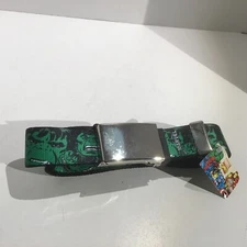 Marvel Comics Super Heroes Buckle-Down Seatbelt Belt Hulk Graphic Black/Green E3