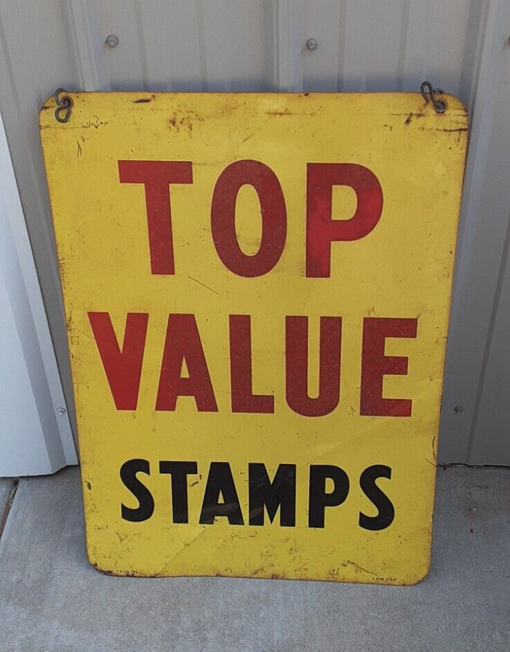 1959 TOP VALUE STAMPS Hanging Sign  20 X 28
