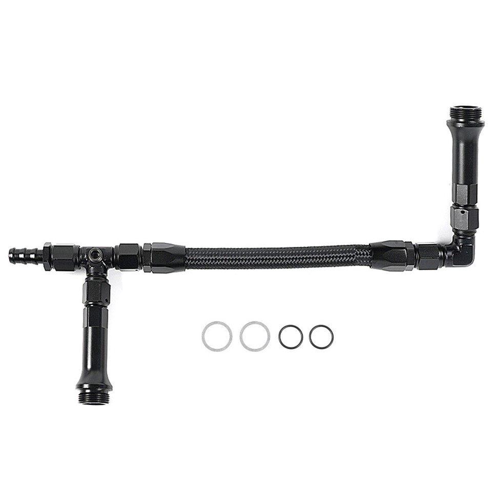 AN6 Braided Dual Feed Carb Fuel Line Pressure Gauge For 4150 Holley