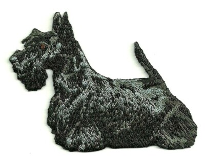 2 1/2'' x 3 3/8'' Black Scottish Terrier Full Body Dog Breed Embroidery Patch
