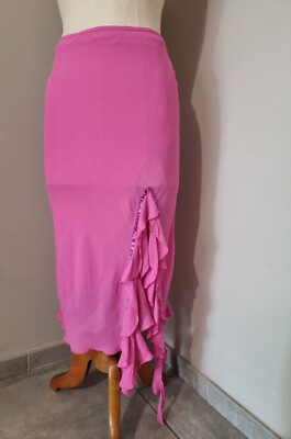 JAD PARIS MADE IN FRANCE VINTAGE MIDIROCK 90S ROSA VOLANT PAILLETTEN ROCK BRITNEY