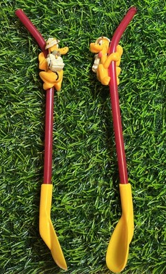 VTG Disney Pluto Safari Sipper Spoon Straw Collectibles.   Lot Of 2.        1M
