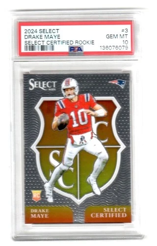 Drake Maye 2024 Select certified #3 Rookie insert PSA 10 GEM MINT Patriots