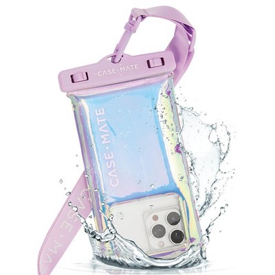 Case-Mate IP68 Waterproof Phone Pouch Floating Lanyard Touchscreen Iridescent