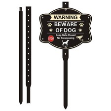 Beware of Dog Sign with Stake 10x8 inch, Funny Metal Video Surveillance No Tr...