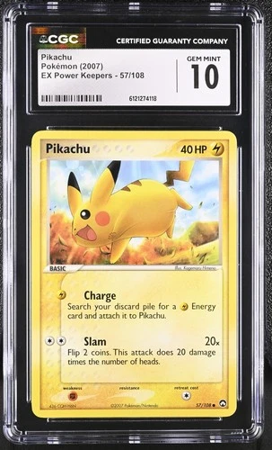 CGC 10 GEM MINT Pikachu 2007 EX Power Keepers 57/108 Pokemon Card