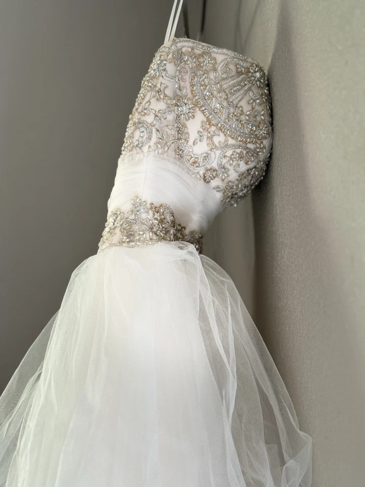 Vestido de novia Casablanca para mujer talla 6 marfil sin tirantes con cuentas vestido de baile Foto 2 de 4