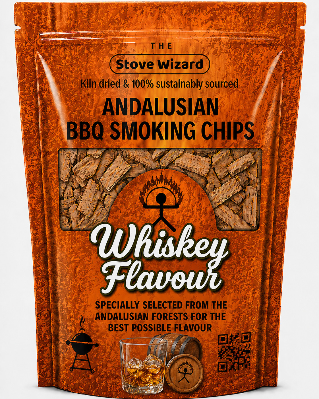 BBQ Smoking Wood Chips Whiskey Barrel Premium Smoker Fuel Natural 850g 3.4L