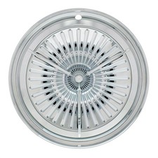 United Pacific C5056 14 Chrome Plated Polara Tri-bar Hubcap Set