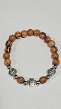Olive Wood Bracelet Men Women Rosary Beads Holy Land Jerusalem Cross Bethlehem