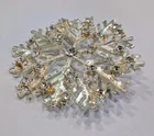 Vintage Eisenberg Ice Signed Snowflake Brooch Silver Tone Rhinestone Pin