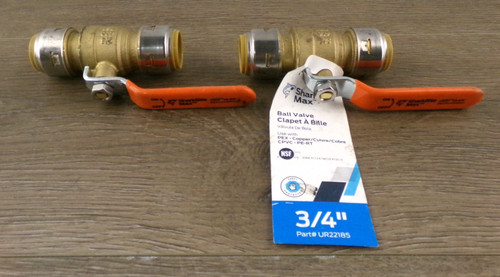 SharkBite Max UR22185 3/4 in Ball Valve Push-To-Connect Design Pack of 2 S6
