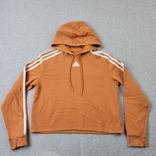 Adidas Hoodie Womens XL Orange Center Logo Graphic Pockets Pullover