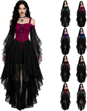 Witch Costume Women Halloween Dresses 2026 Adult Renaissance Medieval Vampire Bu