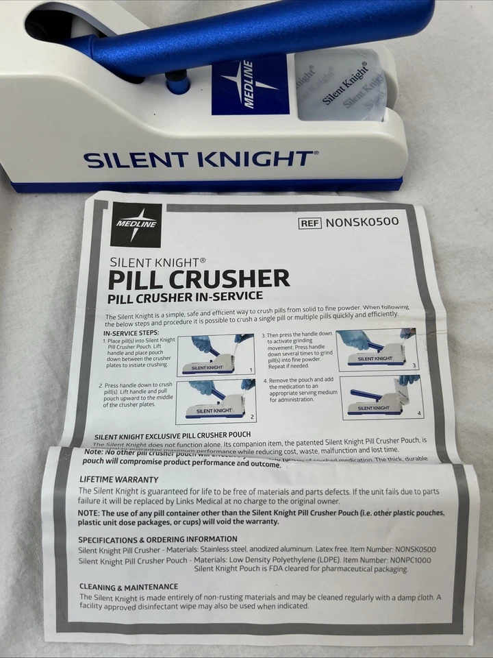 Medline Silent Knight Pill Crusher/Grinder with 20 Pouches - Image 3 of 3