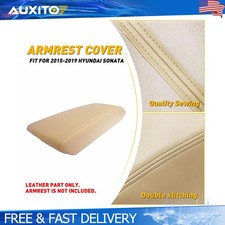 Fit 15-19 Hyundai Sonata Center Console Cover Leather Beige Armrest Lid Skin
