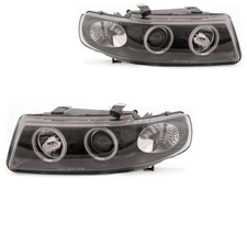 Scheinwerfersatz für Seat Leon Typ 1M Bj. 99-04 klarglas/schwarz CCFL Angel Eyes