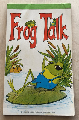 Funny Frog Talk Vtg 1970s Note Pad Stationery 16 Sheets 9 Cartoon Designs