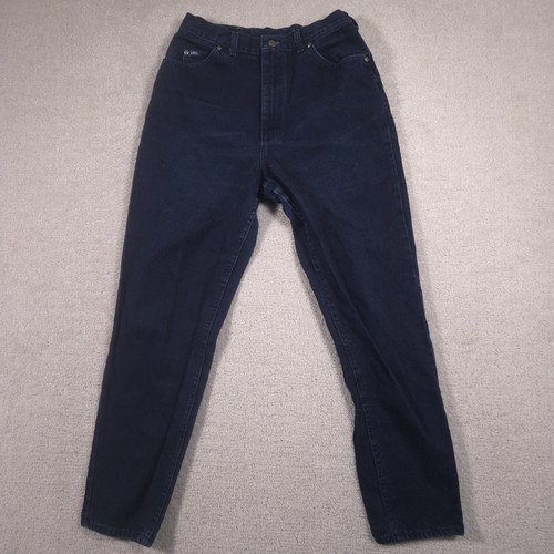 Vintage Lee Jeans Womens 14 Dark Blue High Rise Relaxed Mom Tapered Denim 90s - Image 1