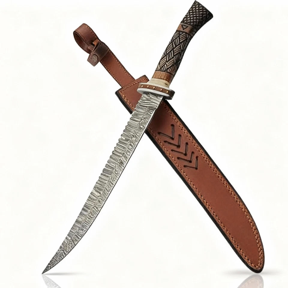 25,5-дюймовая трость в стиле сабли из английского ореха с прокладками из кости и нержавеющей стали - Изображение 4 из 4