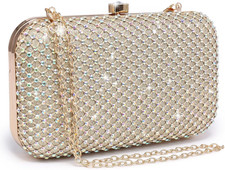 Womens Rhinestone Clutch Purse Sparkling Evening Bag with Crystal Clasp for Form