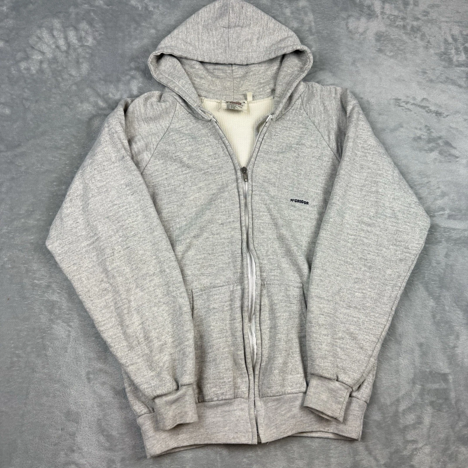 Vintage McGregor Hoodie Mens Large Grey Zip Thermal Lined Hoodie 80s