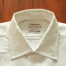 Vintage 15 32 1960s Dress Shirt Mens Arrow Bard Cot-N-Rite White NOS USA Medium