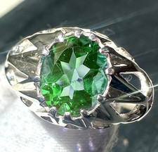 Green Emerald Gemstone Ring For Men's With 925 Sterling Silver Engagement Ring