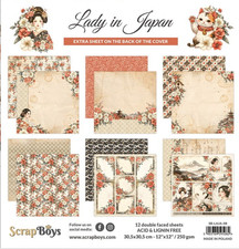 LADY IN JAPAN - 12"x12" Paper Pad ScrapBoys Paper 12/pk BONUS Scrapbook