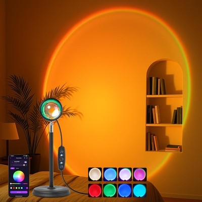 CORATED Lampada al tramonto, lampade al tramonto romantiche girevoli a 360°, adatte per fotografia, selfie, decorazione del soggiorno (rosso tramonto