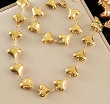 Stainless steel Tone Gold Plated Metal Heart ...