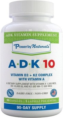 Power By Naturals ADK 10 Vitamin SupplementCVitamins A,D3&K2 MK-7 for Bone,Heart