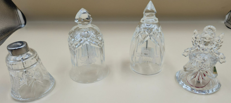 Four (4) Vintage Waterford Crystal Commemorative Holiday Bell Set