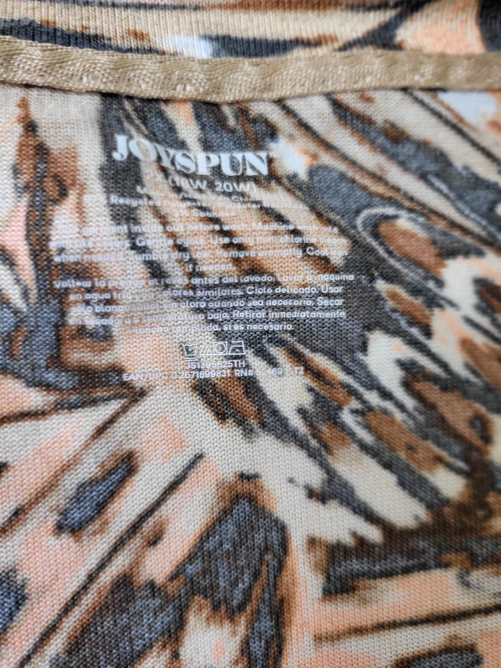 Pajama Set 2 pc size 2X BRown / Peach Patterned Joyspun - Image 3 of 4