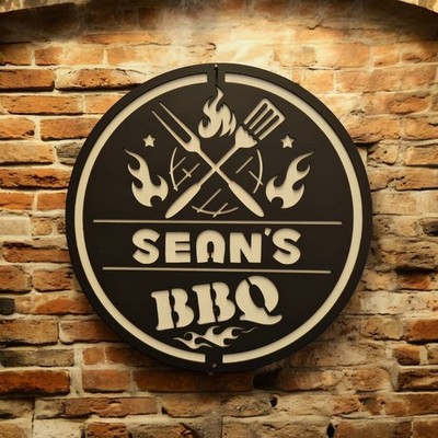 Großes personalisiertes BBQ 3D Schild Wandbild hängend individuell Grill Holz Plakette bemalt