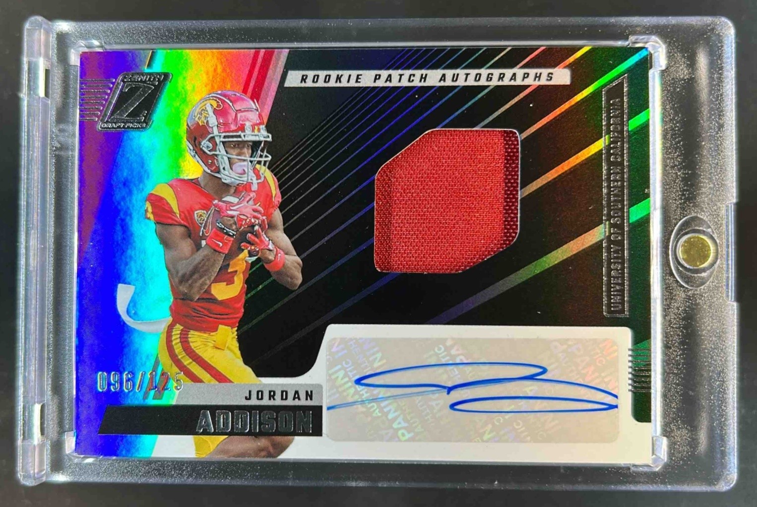 Jordan Addison Panini Chronicles Draft Picks Zenith Rookie Patch Autographs #ZAJA Base