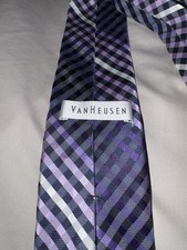Van Heusen Men's Purple Neck Tie with Plaid Or Gingham Pattern 100 Polyester