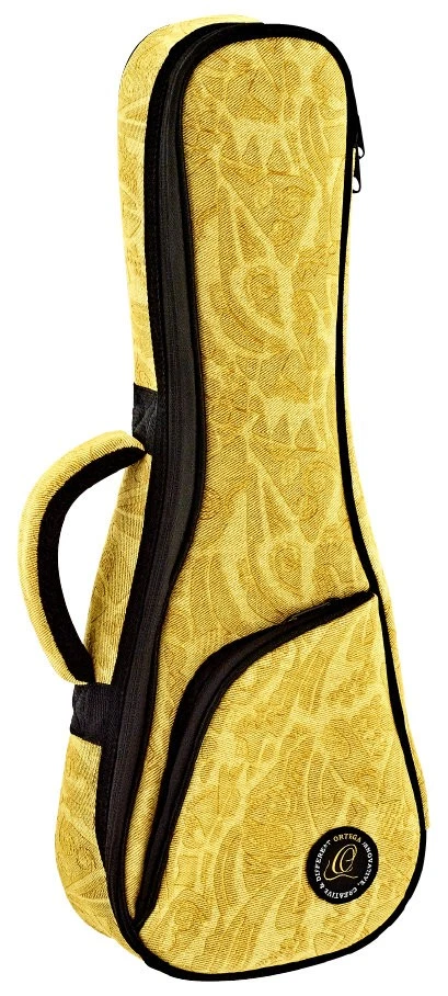 Gepolsterte Tasche mit Gurt von Ortega im gelben Jeans-Look für Sopran-Ukulele